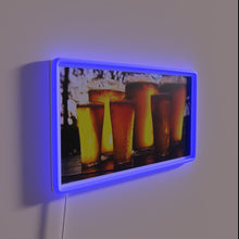 Load image into Gallery viewer, Bright neon sign featuring 6 friends in vibrant colorful portraits