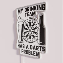 Load image into Gallery viewer, Neon bar pub decor sign drinking team darts problem solution