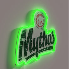 Load image into Gallery viewer, Authentic Greek Mythos Brewery logo in vibrant RGB neon style
