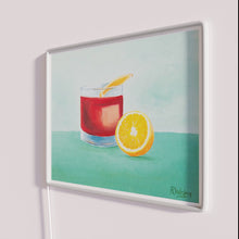 Load image into Gallery viewer, Negroni cocktail inspired painting with vibrant RGB neon illuminated artwork