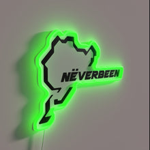 Load image into Gallery viewer, Vibrant RGB neon sign featuring 'Never Been' modern street art typography.