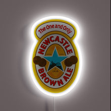Load image into Gallery viewer, Neon Sign Featuring Iconic Newcastle Brown Ale Branding and Logo