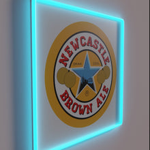 Load image into Gallery viewer, Vibrant Newcastle Brown Ale Logo RGB Neon Bar Sign Display