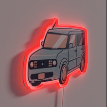 Load image into Gallery viewer, Neon Nissan Cube logo wall decoration with vibrant RGB lighting.