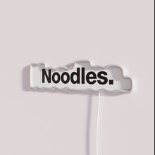 Load image into Gallery viewer, Vibrant glowing noodle sign in colorful RGB neon restaurant decor lighting