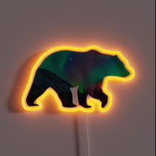 Load image into Gallery viewer, Wilderness meets wonder — this neon-lit bear glows with the magic of the northern lights. Bold, wild, and full of night-sky vibes.