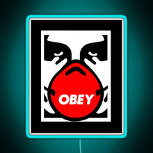 Load image into Gallery viewer, OBEY Giant Shepard Fairey Face Mask Pop Art RGB neon sign lightblue
