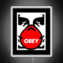 Load image into Gallery viewer, OBEY Giant Shepard Fairey Face Mask Pop Art RGB neon sign white