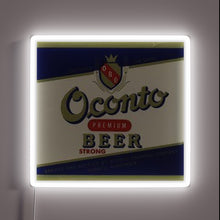 Load image into Gallery viewer, RGB illuminated sign featuring Oconto Premium Beer logo design