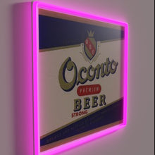 Load image into Gallery viewer, Vibrant Oconto Premium Beer Sign with Color-Changing Neon Effect