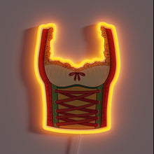 Load image into Gallery viewer, Traditional German-inspired dirndl costume with vibrant neon accents and humor.