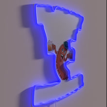 Load image into Gallery viewer, Neon illuminated sign celebrates Oktoberfest beer drinking tradition with sausages.