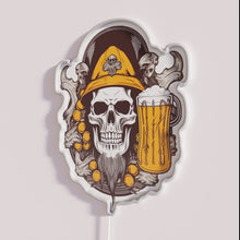 Load image into Gallery viewer, Neon Oktoberfest beer party decorations with skull design and colors.