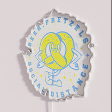 Load image into Gallery viewer, RGB Neon Oktoberfest Social Distancing Sign with Pretzels and Corona Warning
