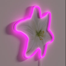 Load image into Gallery viewer, Elegant painted white lily illuminated in vibrant RGB neon hues.