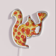 Load image into Gallery viewer, Neon party decor with vibrant RGB colors, squirrel holds pizza