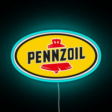 Load image into Gallery viewer, Pennzoil old logo RGB neon sign lightblue