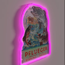 Load image into Gallery viewer, Electric Pflueger Fishing Brand Logo Neon Sign Illumination Design.