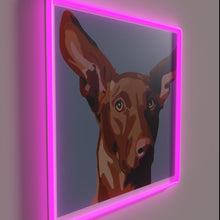 Load image into Gallery viewer, Glowing neon art of majestic pharaoh hound breed in color