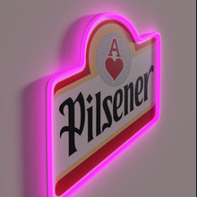 Load image into Gallery viewer, Vibrant Neon Sign Featuring Iconic Pilsener El Salvador Beer Logo.