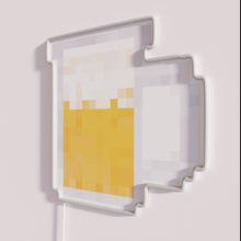 Load image into Gallery viewer, Glowing pixel art beer mug shaped neon bar decoration sign