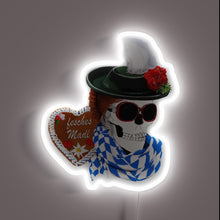 Load image into Gallery viewer, Vibrant neon sign featuring a pretty girl at Oktoberfest.