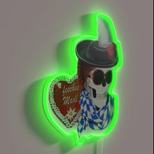 Load image into Gallery viewer, Whimsical Neon Sign Depicts a Happy Woman at Oktoberfest