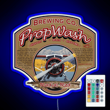 Load image into Gallery viewer, PropWash Brewing Co Radial Red DHC 2 Beaver Floatplane RGB neon sign remote