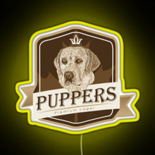 Load image into Gallery viewer, Puppers Officially Wayne s favourite beer RGB neon sign yellow