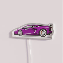 Load image into Gallery viewer, Vibrant purple Lamborghini LED neon sign with colorful RGB lighting effects