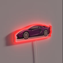 Load image into Gallery viewer, Purple Lamborghini inspired LED neon sign with colorful dynamic effects.