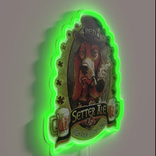 Load image into Gallery viewer, Glowing Celtic-themed wall decoration with vibrant Red Setter beer logo