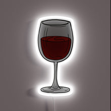 Load image into Gallery viewer, Boldly illuminated wine glass decor in vibrant red and blue glow