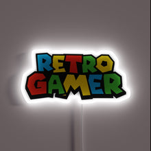 Load image into Gallery viewer, Colorful “Retro Gamer” neon sign in bold N64-style font.