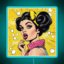 Load image into Gallery viewer, Retro Pop Art Beauty Illustration RGB neon sign lightblue