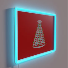 Load image into Gallery viewer, Vibrant Rochester NY Christmas decor with colorful LED keg tree.