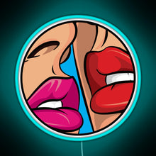 Load image into Gallery viewer, Ruby Red Lipstick Kiss Pop Art RGB neon sign lightblue