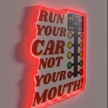 Load image into Gallery viewer, Drag racing parody sign with funny RGB neon car design