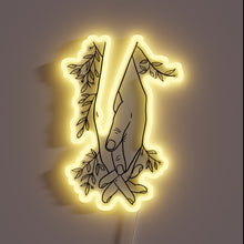 Load image into Gallery viewer, Vibrant rustic floral design illuminated in colorful RGB neon glow.