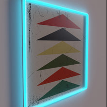 Load image into Gallery viewer, Vintage-inspired Neon Triangle Accent Wall Sign with Distressed Finish.