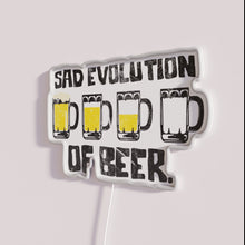 Load image into Gallery viewer, Neon beer sign decor with sad evolution of drinking humor.