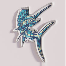 Load image into Gallery viewer, Neon sailfish fishing decor with vibrant RGB illuminated signage
