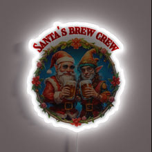 Load image into Gallery viewer, RGB neon bar decoration featuring Santa's festive holiday beer crew
