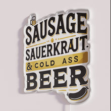 Load image into Gallery viewer, RGB Neon Sausage Sauerkraut and Cold Beer Wall Decor Sign