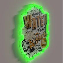 Load image into Gallery viewer, Conserve Water with Vibrant Save the Water RGB Neon Sign