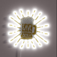 Load image into Gallery viewer, Colorful RGB LED sign promoting eco-friendly beer and water choice