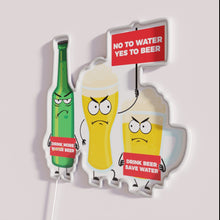 Load image into Gallery viewer, Water Conservation Awareness Sign with Humorous Twist in Colorful Lighting