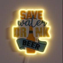 Load image into Gallery viewer, Water Conservation Message in Bold RGB Neon Sign Design