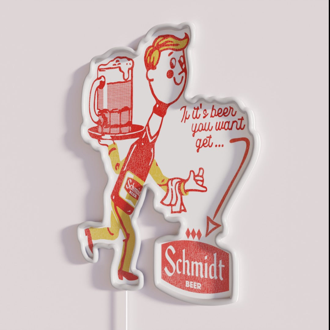 Schmidt Beer Man Retro Defunct Breweriana Rgb Led Sign – Neon Factory