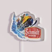 Load image into Gallery viewer, Add vibrant Schmidt Beer Snowmobile Neon Sign to your bar decor